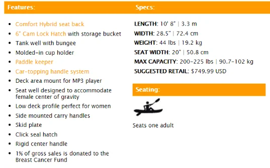 Ocean Kayak Venus 11 Women's Sit-On-Top Kayak