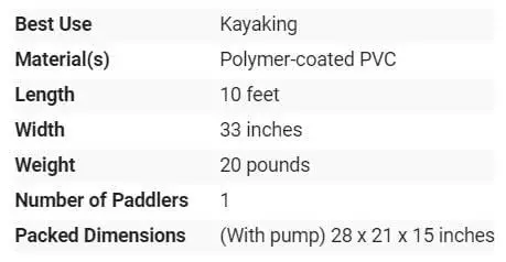 airis sport kayak specifications