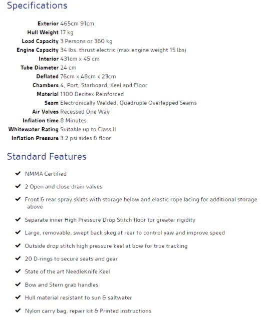 sea eagle 465ft fast track specifications