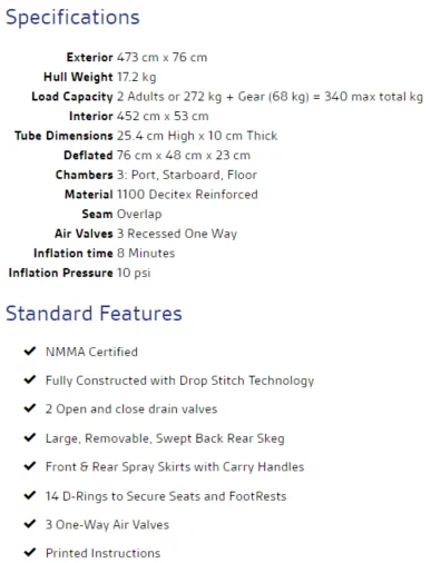 sea eagle 473rl specifications