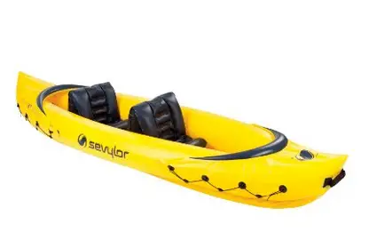 a yellow Sevylor Tahiti Classic Tandem Inflatable Kayak