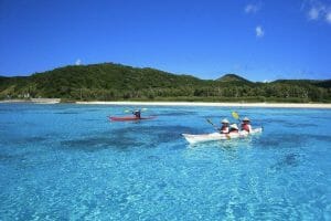 two kayaks in the sea