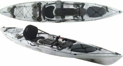 two grey camo Ocean Kayak Trident 13 Angler