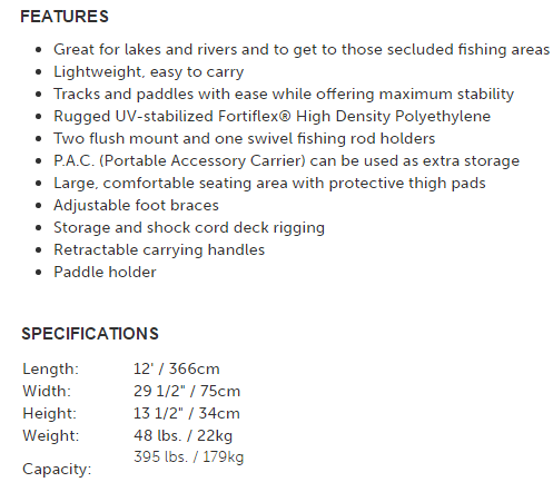 sun dolphin 12 specifications