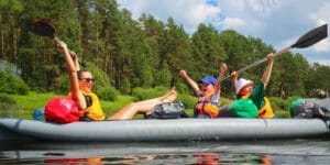 people in a inflatable kayak