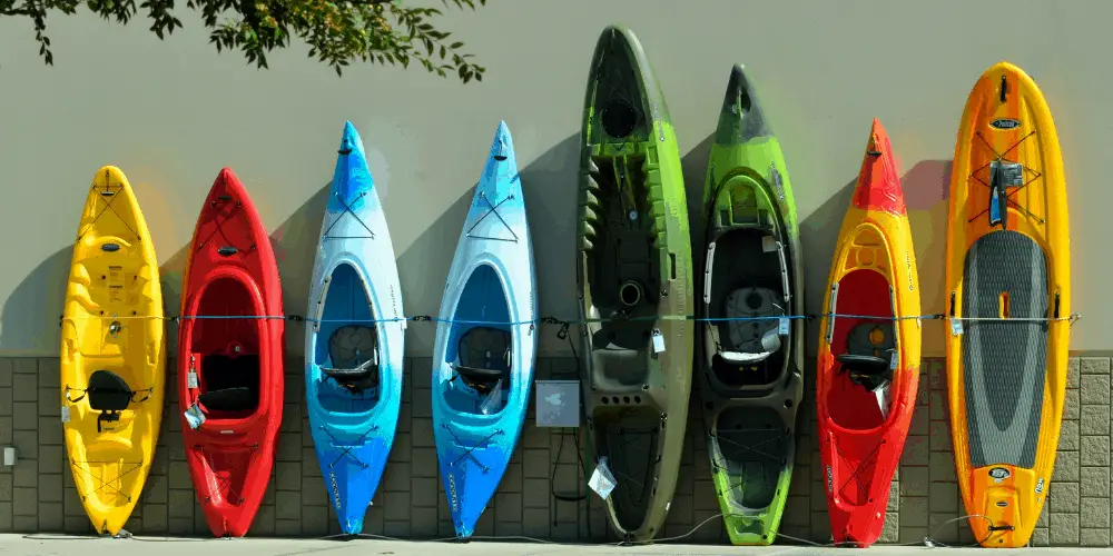 different sizes of kayak