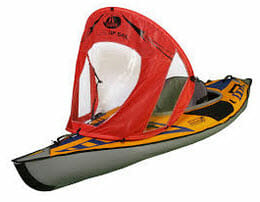 red kayak sail