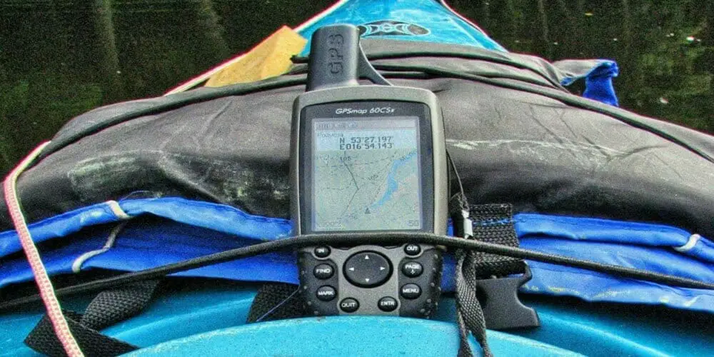 gps strapped to a kayak