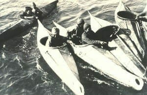 a black and white picture of kayaks nunavuk