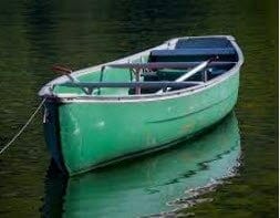 a green canoe