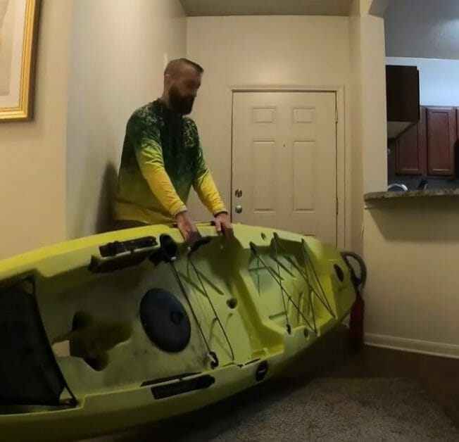 storing kayak in the apartment