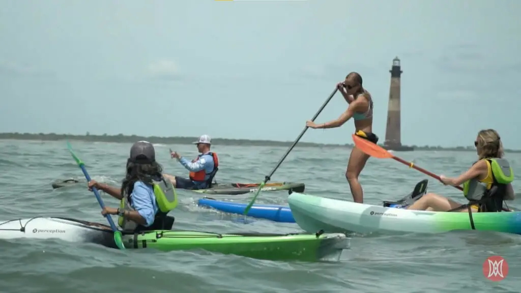 group of friends kayaking